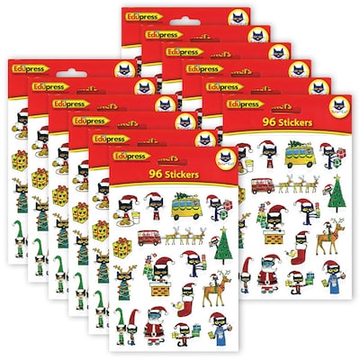 Teacher Created Resources Pete the Cat Christmas Stickers, 120/Pack, 12 Packs (TCR62023-12)