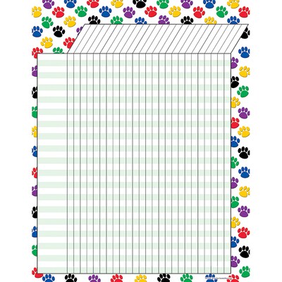Teacher Created Resources Colorful Paw Prints Incentive Chart, Pack of 6 (TCR7622-6)