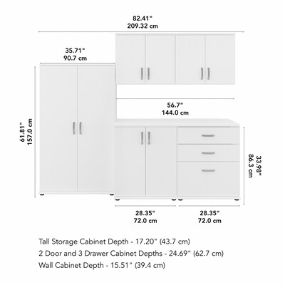 Bush Business Furniture Universal 62" 5-Piece Modular Storage Set with 11 Shelves, White (UNS003WH)