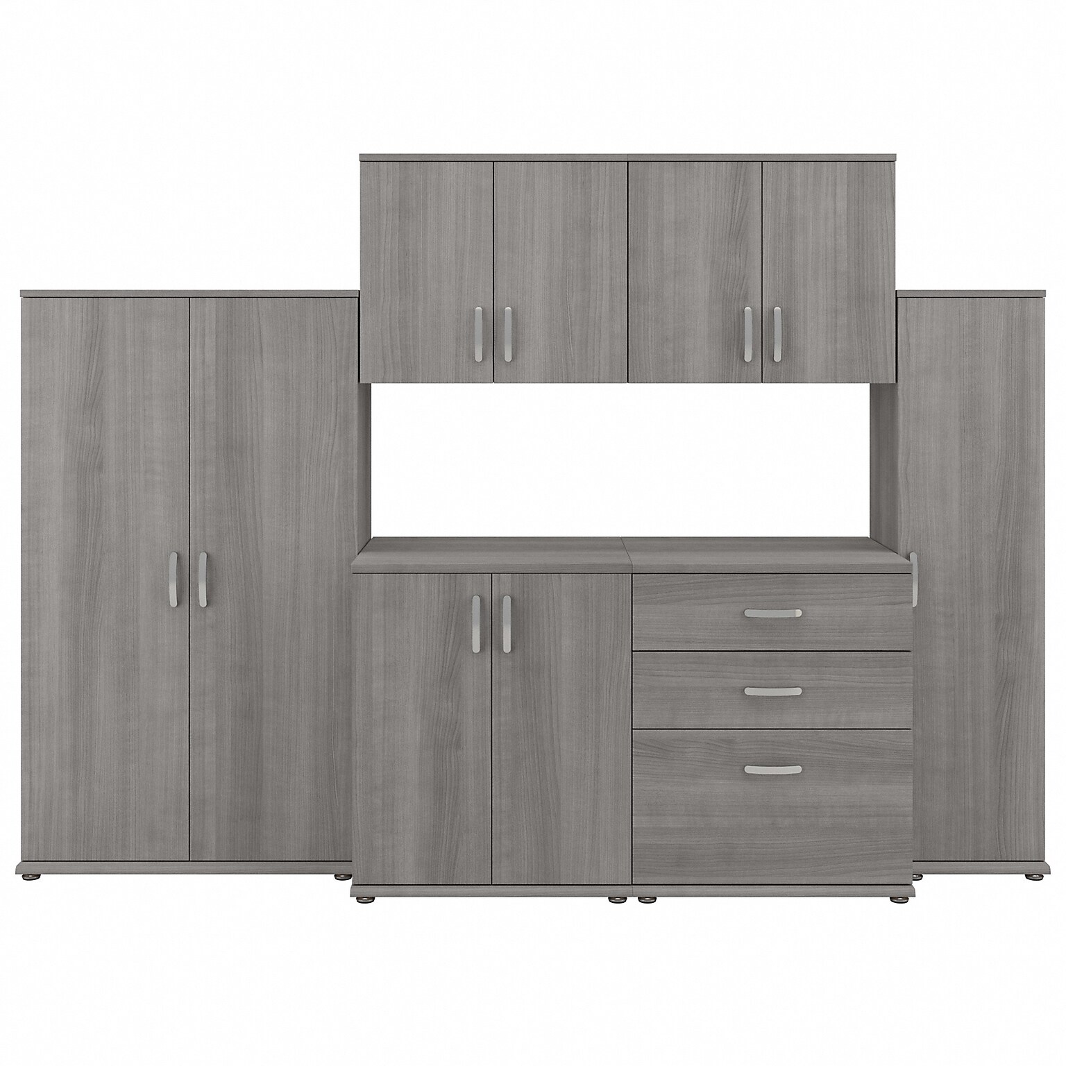 Bush Business Furniture Universal 62 6-Piece Modular Storage Set with 14 Shelves, Platinum Gray (UNS002PG)
