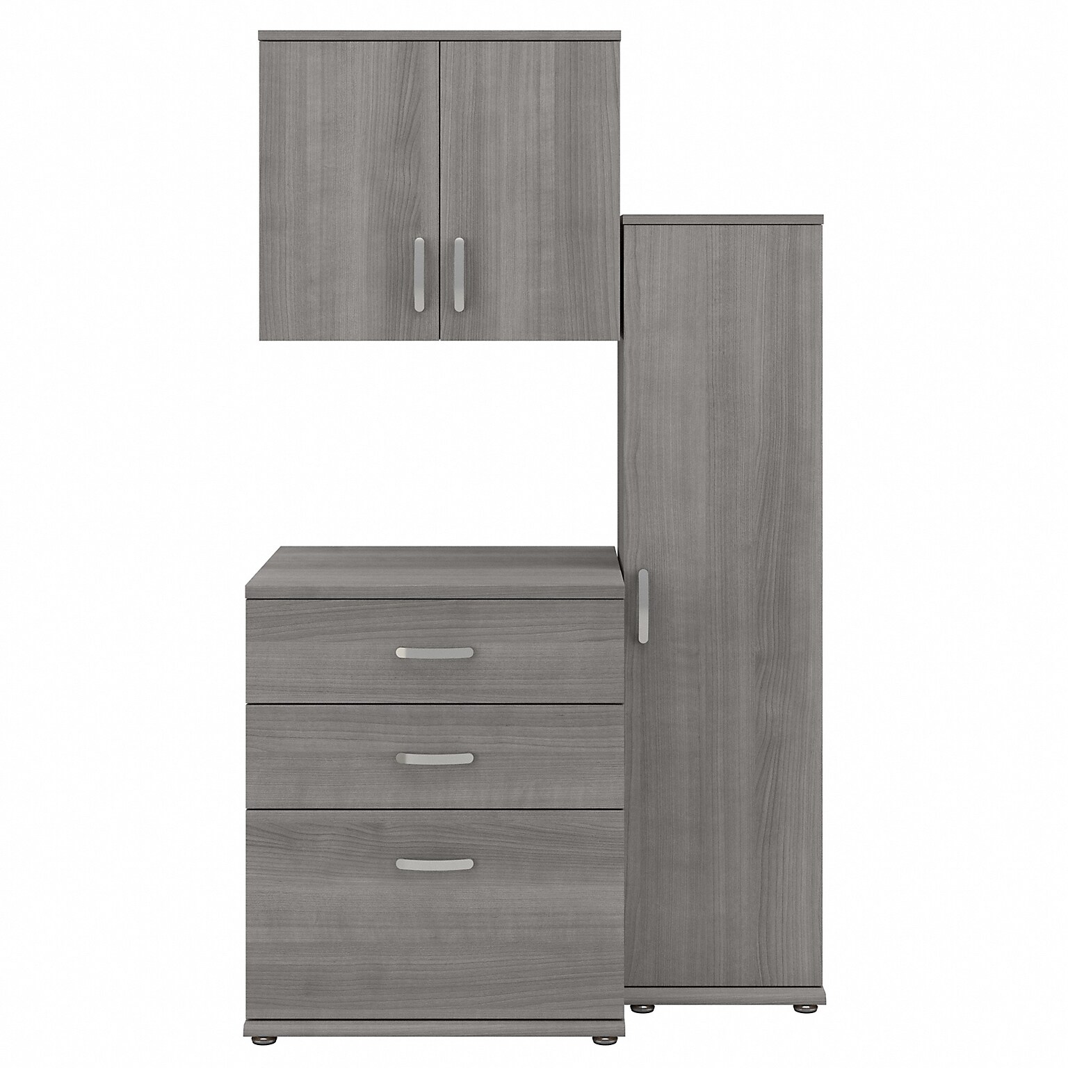 Bush Business Furniture Universal 62 3-Piece Modular Storage Set with 5 Shelves, Platinum Gray (UNS005PG)