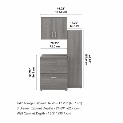 Bush Business Furniture Universal 62" 3-Piece Modular Storage Set with 5 Shelves, Platinum Gray (UNS005PG)