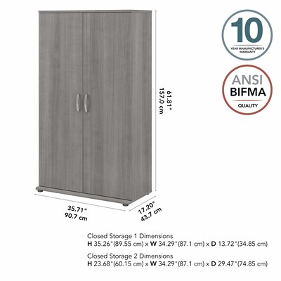 Bush Business Furniture Universal 62" Tall Storage Cabinet with Doors and 5 Shelves, Platinum Gray (UNS136PGK)