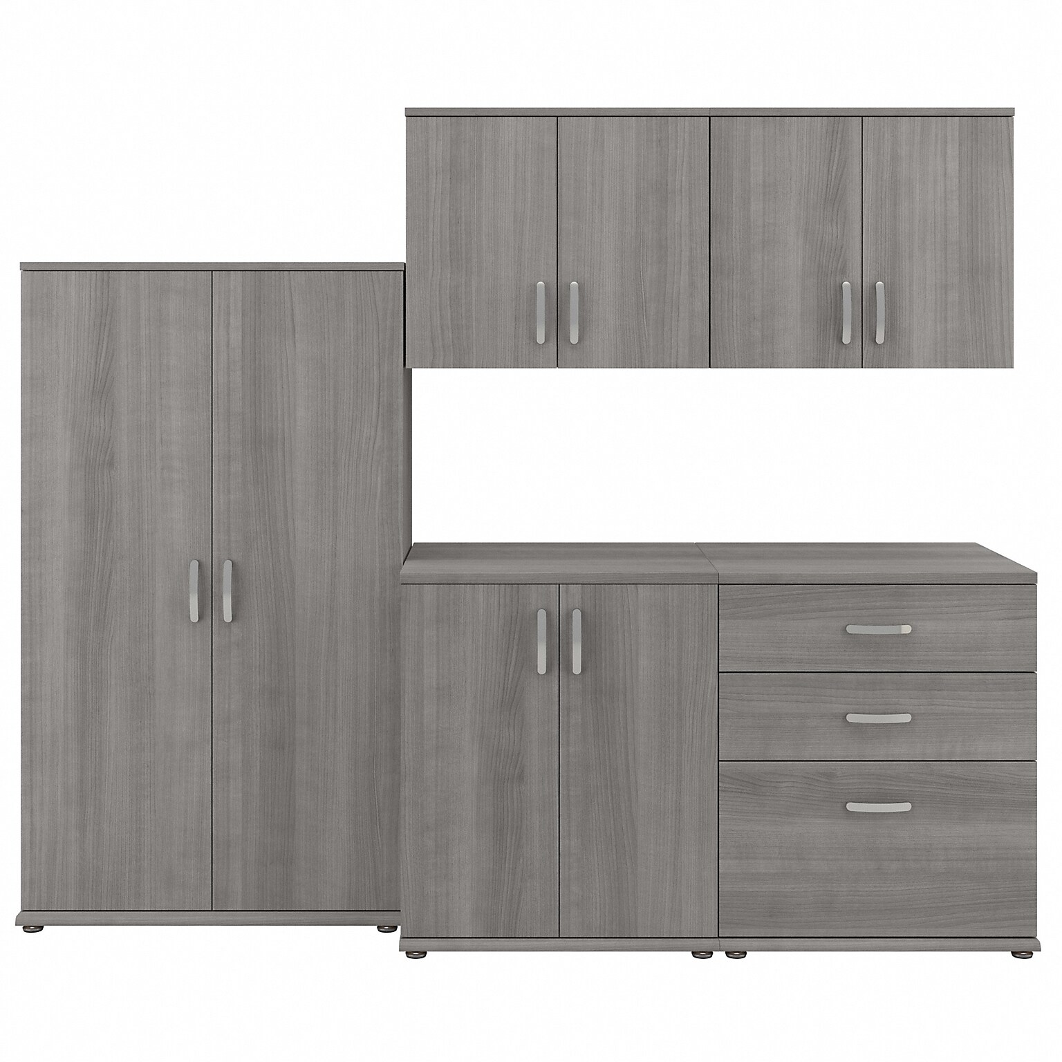 Bush Business Furniture Universal 62 5-Piece Modular Storage Set with 11 Shelves, Platinum Gray (UNS003PG)