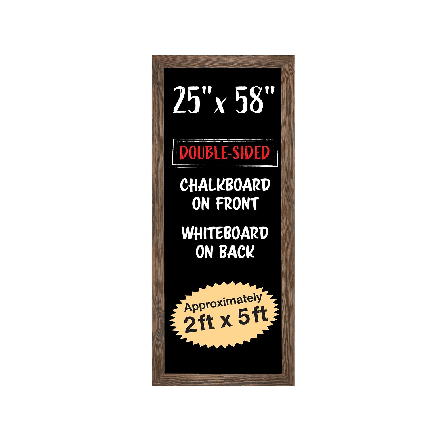 Excello Global Products Hanging Chalkboard/Whiteboard, Rustic, 58 x 25 (EGP-HD-0195-OS)