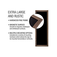 Excello Global Products Hanging Chalkboard/Whiteboard, Rustic, 58 x 25 (EGP-HD-0195-OS)