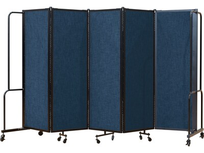 National Public Seating Robo Freestanding 5-Panel Room Divider, 72H x 118W, Blue PET (RDB6-5PT04)