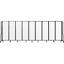 National Public Seating Robo Freestanding 9-Panel Room Divider, 72H x 210W, Clear Acrylic (RDB6-9C