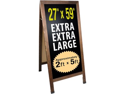 Excello Global Products Gigantic Sandwich Board Sidewalk Chalkboard Sign, Wood, 59 x 27 (EGP-HD-02