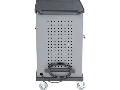 National Public Seating Oklahoma Sound Duet 2-Shelf Metal Mobile A/V Cart with Lockable Wheels, Silv