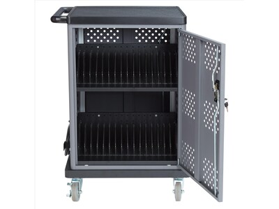 National Public Seating Oklahoma Sound Duet 2-Shelf Metal Mobile A/V Cart with Lockable Wheels, Silver (DCC)