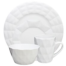 Elama Retro Chic 16-Piece Stoneware Dinnerware Set White  ELM-RETROCHIC-WHITE