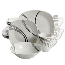 Gibson Curvation 16-Piece Ceramic Dinnerware Set White 94704.16