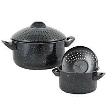 Gibson Home Casselman Steel 6 qt. and 2 qt. Pasta Pot Set, Black  (109463.04)