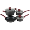 Gibson Home Marengo  Forged Aluminum 7-Piece Cookware Set, Grey and Red (112016.07)