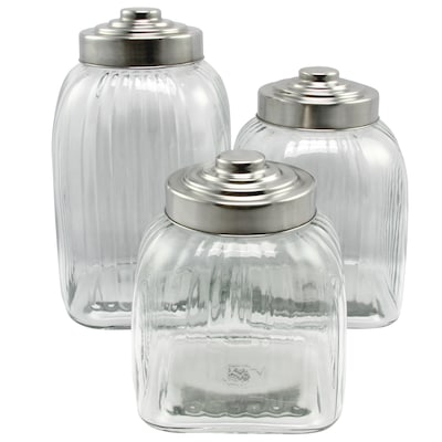 General Store Cottage Chic 3-Piece Canister Set Clear Glass (108179.03)