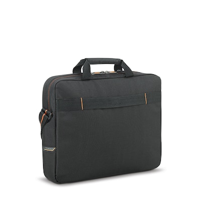 Solo New York Ace Slim 15.6 Laptop Briefcase, Black/Orange Polyester (UBN101-4)