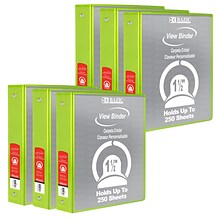 Bazic 1.5 3-Ring View Binder, Lime Green, Pack of 6 (BAZ4144-6)