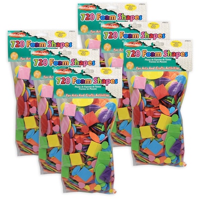 CLI Foam Shapes, Assorted Colors, 720/Pack, 6 Packs (CHL70572-6)