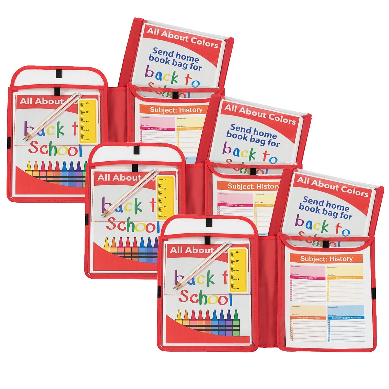 C-Line Homework Connector Folder, Red, Pack of 3 (CLI33004-3)