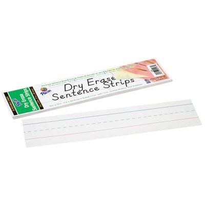 Pacon Dry Erase Sentence Strips, 3" x 12", White, 30 Per Pack, 6 Packs (PAC5187-6)