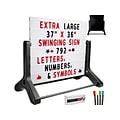 Excello Global Products Changeable Message Indoor/Outdoor Swinging Sidewalk Sign, 43.75 x 42, Blac