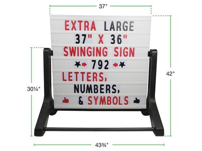 Excello Global Products Changeable Message Indoor/Outdoor Swinging Sidewalk Sign, 43.75" x 42", Black/White/Red (EGP-HD-0193-OS)