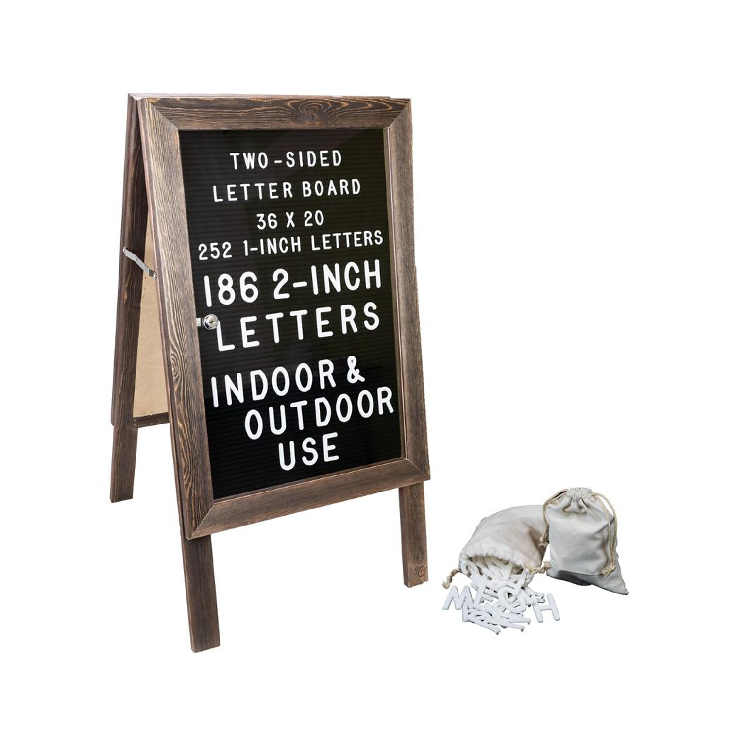 Excello Global Products Changeable Message Indoor/Outdoor Sidewalk Sign, 20 x 36, Black/Wood (EGP-HD-0084)