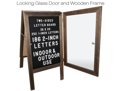Excello Global Products Changeable Message Indoor/Outdoor Sidewalk Sign, 20" x 36", Black/Wood (EGP-HD-0084)