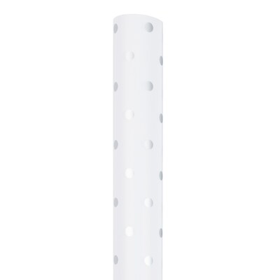 JAM PAPER Gift Wrap, Polka Dot Wrapping Paper, 25 Sq Ft per Roll, White with Silver Glitter Dots, 2/Pack
