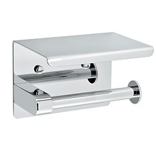 Alpine Industries Toilet Paper Holder with Shelf Storage Rack, Single Post Dispenser, Chrome, (2-Pac