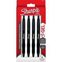 Sharpie S-Gel Retractable Matte Black Metal Barrel  Gel Pen, Medium Point, Black Ink, 4/Pack (215357