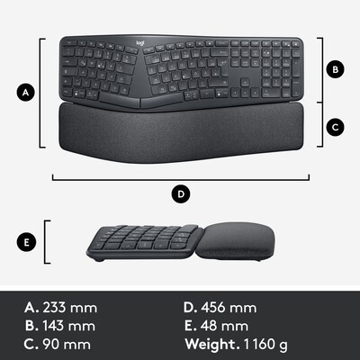 Logitech ERGO K860 for Business Wireless Ergonomic Keyboard, Graphite (920-010175)