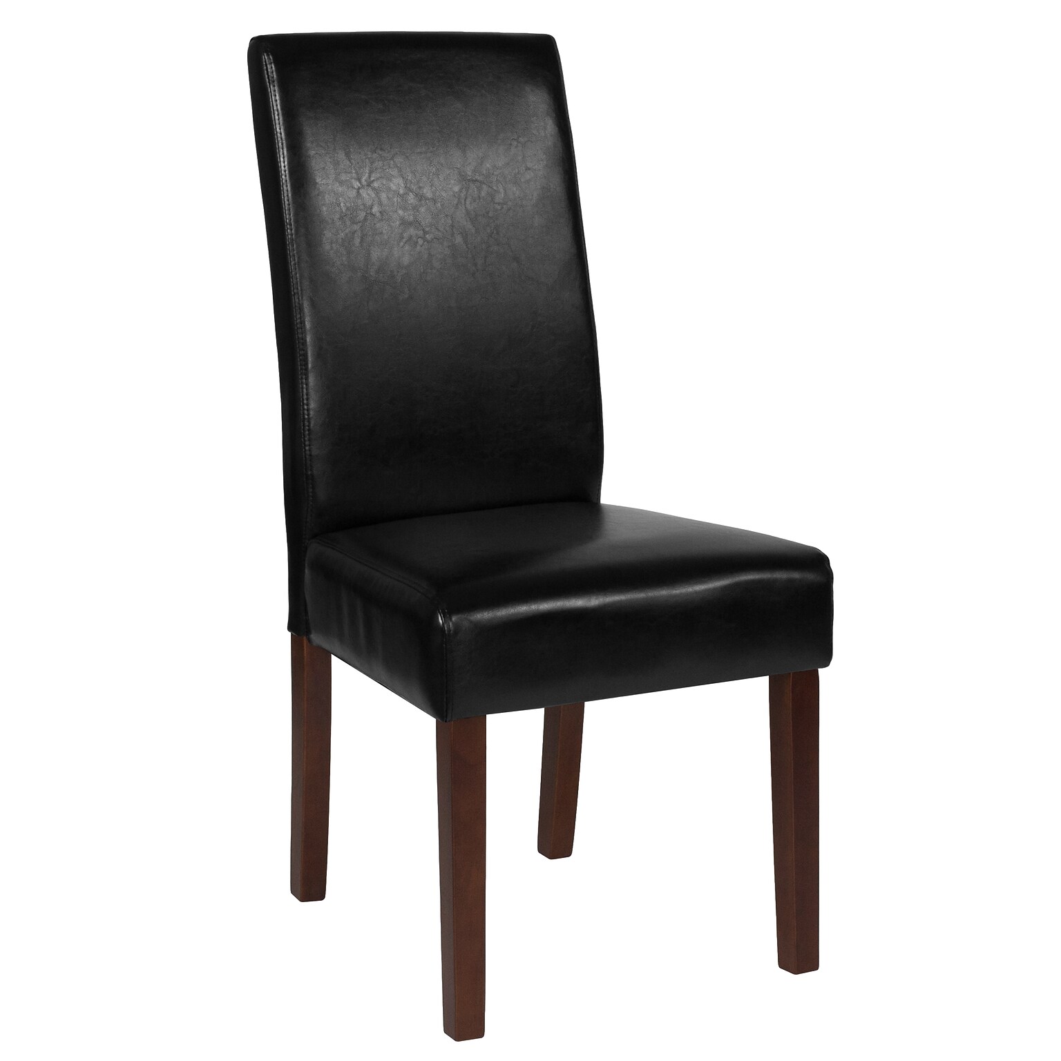 Flash Furniture Greenwich Series Mid-Century Modern LeatherSoft Parsons Dining Chair, Black (QYA379061BKL)