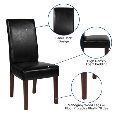 Flash Furniture Greenwich Series Mid-Century Modern LeatherSoft Parsons Dining Chair, Black (QYA379061BKL)