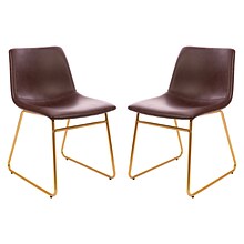 Flash Furniture Mid-Century Modern LeatherSoft Dining Chair, Dark Brown, 2 Pack (ETER1834518DB)