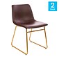 Flash Furniture Mid-Century Modern LeatherSoft Dining Chair, Dark Brown, 2 Pack (ETER1834518DB)