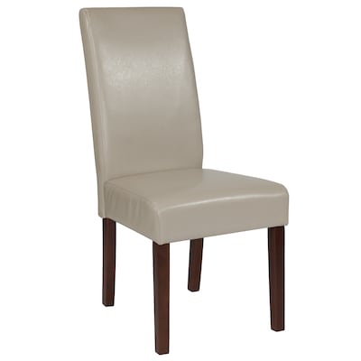 Flash Furniture Greenwich Series Mid-Century Modern LeatherSoft Parsons Dining Chair, Beige (QYA3790