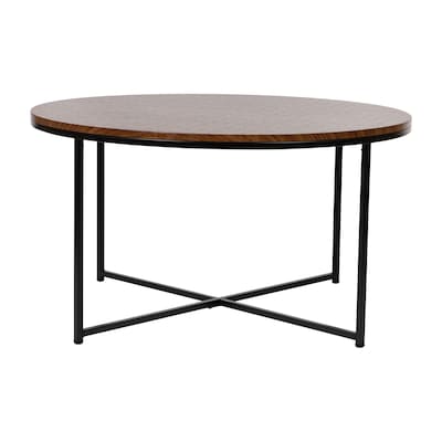 Flash Furniture Hampstead Collection 35.5 x 35.5 Living Room Coffee Table, Walnut/Matte Black (NAN