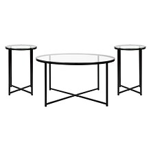 Flash Furniture Greenwich Collection 35.5 x 35.5 Living Room Accent Table Set, Clear/Matte Black (