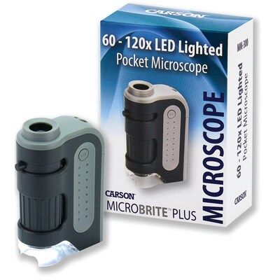 Carson Optical MicroBrite Plus 60x–120x LED Pocket Microscope, (MM-300)