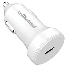 cellhelmet 20-Watt Single-USB Power Delivery Car Charger with USB-C to Lightning Round Cable, 3 Feet