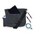 SO-MINE Fabric Casual Messenger Bag, Charcoal/Cobalt (SM456)