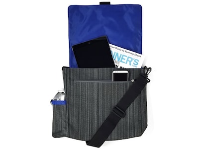 SO-MINE Fabric Casual Messenger Bag, Charcoal/Cobalt (SM456)
