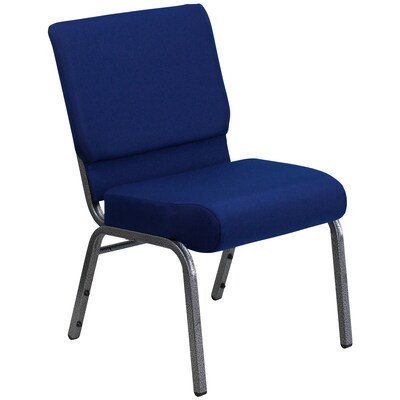 Flash Furniture HERCULES Series Fabric Church Stacking Chair, Navy Blue/Silver Vein Frame (FCH2214SV