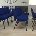 Flash Furniture HERCULES Series Fabric Church Stacking Chair, Navy Blue/Silver Vein Frame (FCH2214SV