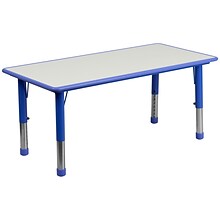 Flash Furniture Wren Rectangular Activity Table, 23.625 x 47.25, Height Adjustable, Blue/Gray (YU0