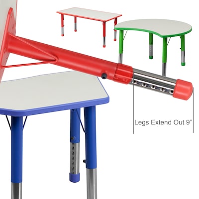 Flash Furniture Wren Rectangular Activity Table, 23.625" x 47.25", Height Adjustable, Blue/Gray (YU060RECTBLBL)