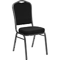 Flash Furniture Hercules Black Fabric Crown Back Stack Banquet Chair, 2.5 Seat, Silver Vein Frame