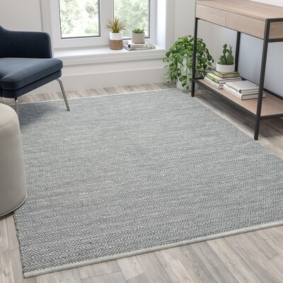 Flash Furniture Roxy Collection Polyester 120" x 94" Rectangular Machine Made Rug, Charcoal/Ivory (RCKJ1811810GRIV)